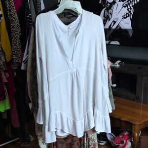 Free People White Ruffled Dress